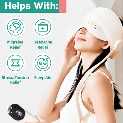 Migraine Relief Cap Massager Electric Portable Head Massager Compress Head Massage & Eye Heating for Relax Eye Mask Massager