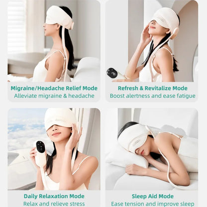 Migraine Relief Cap Massager Electric Portable Head Massager Compress Head Massage & Eye Heating for Relax Eye Mask Massager